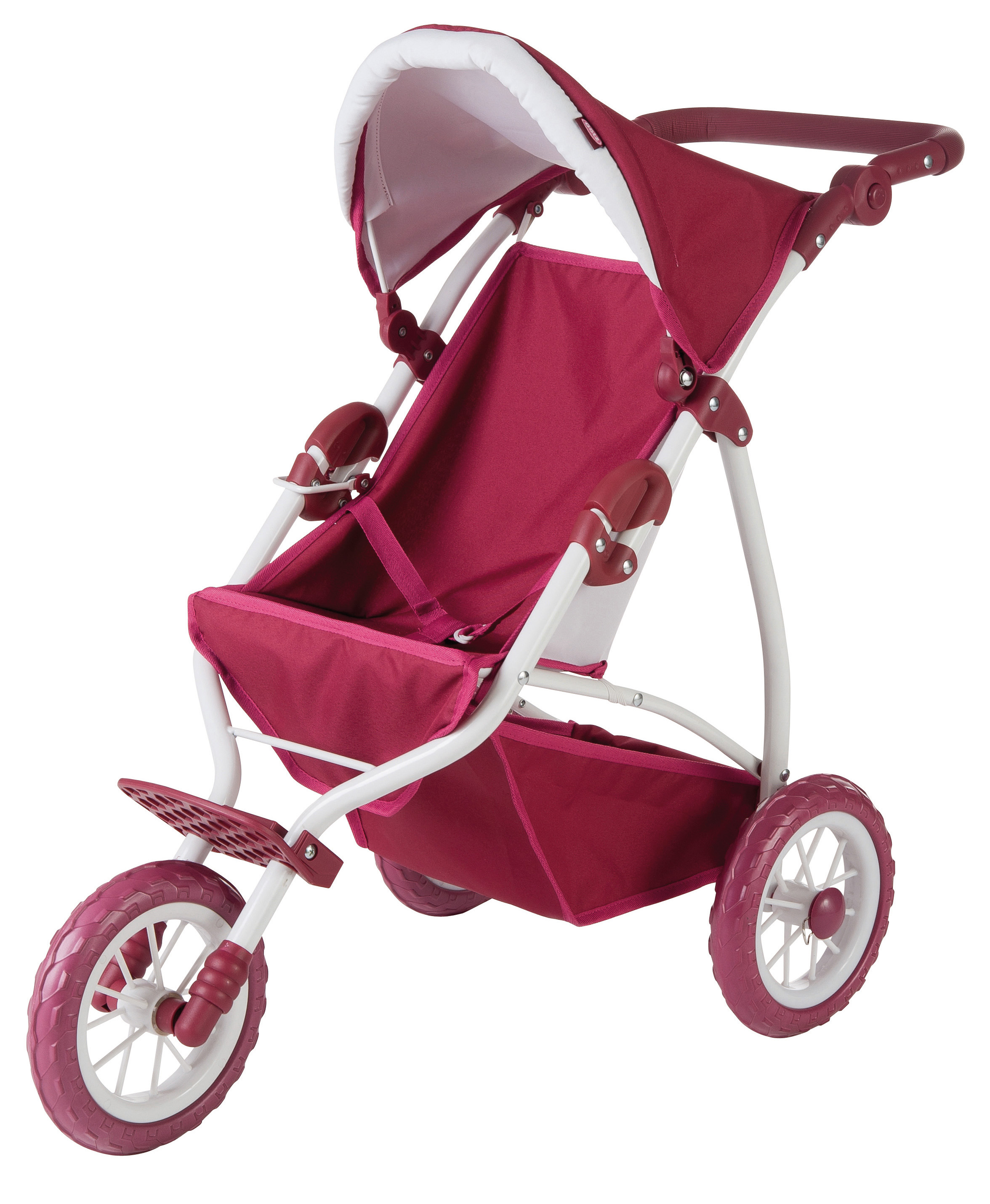 Nukukäru 3-rattaline suurem bordoo-valge
